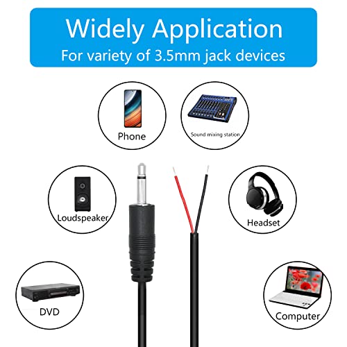 3.5mm Male Plug to 2Pin Bare Wire Open End Cable 1.6FT, TS 2 Pole 1/8'' | 4Pcs 3.5mm Plug Mono Audio Wire, Auxiliary Audio Connector Jack, for 3.5mm Earphone Microphone DIY Cable Repair - color: 3.5mm Male Plug TS 2 Pole - 0.5M/1.6FT