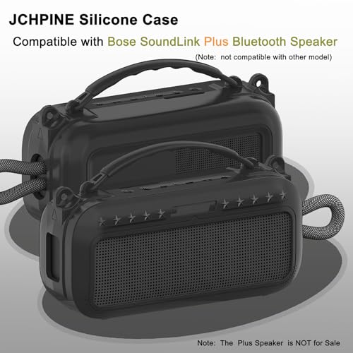 JCHPINE Silicone Cover Case for Bose SoundLink Plus Portable Speaker | Protective Soft Silicone Case with Carrying Handle and Shoulder Strap (Black) - color: Black Case