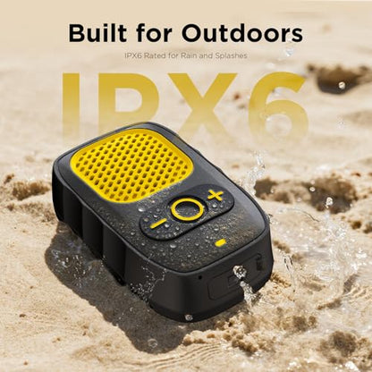 Wearable Bluetooth Speakers, Clip On Wireless Jobsite Speaker - Yellow | 30H playtime, IPX6 Water-Resistant, Portable, Built-in Mic, Hands-Free Calls, Non-Magnet - color: Yellow