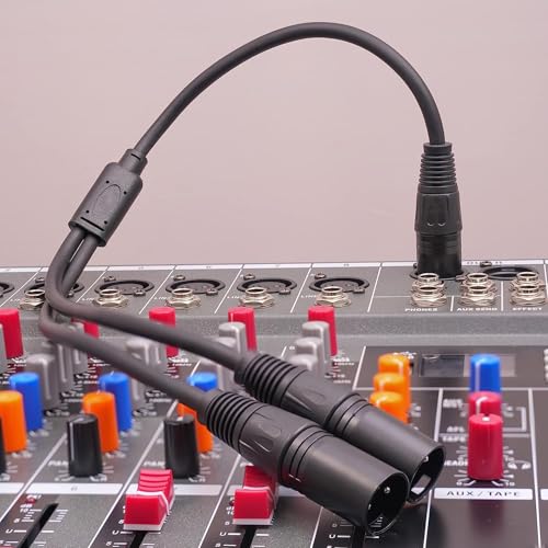 2 Pack XLR Splitter Cable,1 Female to 2 Male,5 FT Stereo Mic to L&R Audio Y-Splitter Cable - color: 5FT-2PACK, size: XLR 1 Female to 2 Male