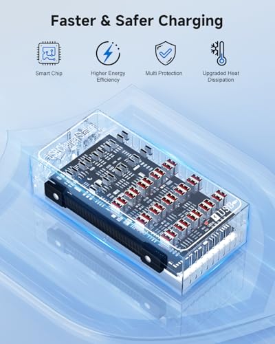250W USB~c Charging Station, 50 Port (30 USB A & 20 USB~C Port) USB~C Charger Block, Fast Charging Station for Multiple Devices, Desktop USB Charger Compatible for iPhone, iPad, Tablets