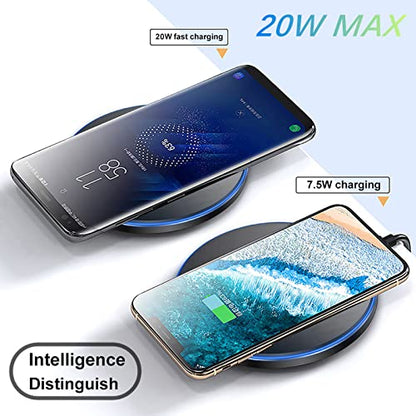 20W Fast Wireless Charger Pad,USB-C Wireless Phone Charging Station | Metal Frame Design,[20W SUPER Fast Charging] Wide Compatible with iPhone 17-11/Airpods,Samsung Galaxy/Buds,LG/Pixel -Black - color: Black