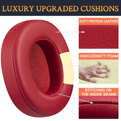 SOULWIT Replacement Earpads for Skullcandy Hesh 3/ANC/Evo & Crusher Wireless/540/ANC/Evo & Venue ANC Over-Ear Headphones, Ear Pads Cushions with Protein Leather, Noise Isolation Foam - Red - color: Red