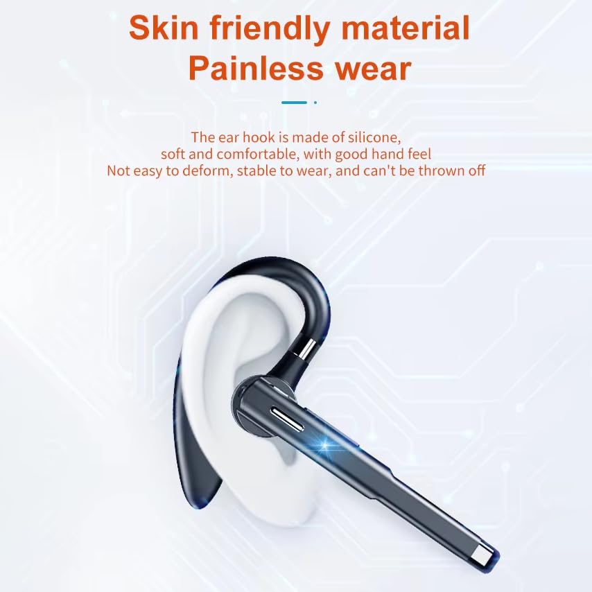 Wireless Headset with Mic for Work | Single-Eart Lightweight Earhook Design, IP55 Waterproof, 8H Battery for Driving, Music & Business Calls - size: T520