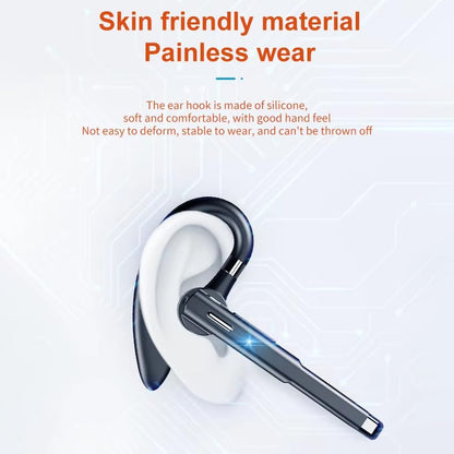 Wireless Headset with Mic for Work | Single-Eart Lightweight Earhook Design, IP55 Waterproof, 8H Battery for Driving, Music & Business Calls - size: T520