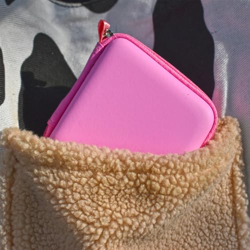 Hard Travel Carrying Mic Case Wireless Lavalier Microphone Case with 3 Slots for Wireless Lavalier Microphone Lapel clip-on Mic (Pink) - color: Pink