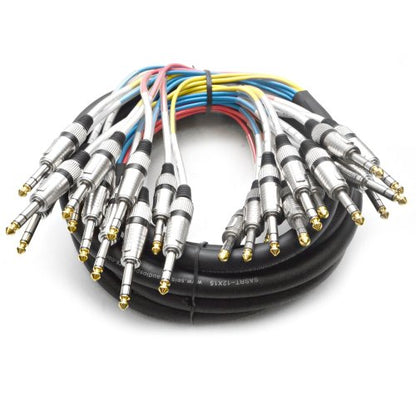12 Channel 1/4" TRS Snake Cable - 15 Feet Long - Serviceable Ends - Pro Audio Effects Snake for Live Live, Recording, Studios, and Gigs - Patch, Amp, Mixer, Audio Interface 15' - size: 15 Foot - 12 Channel