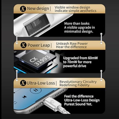 USB C to 3.5mm Audio Adapter DAC Amplifier CX31993 Chip & MAX97220 High-Performance Audio Amp for Headphones, 70mW Output, JCALLY JM6 PRO 2 AUX Dongle for iPhone, Android, PC