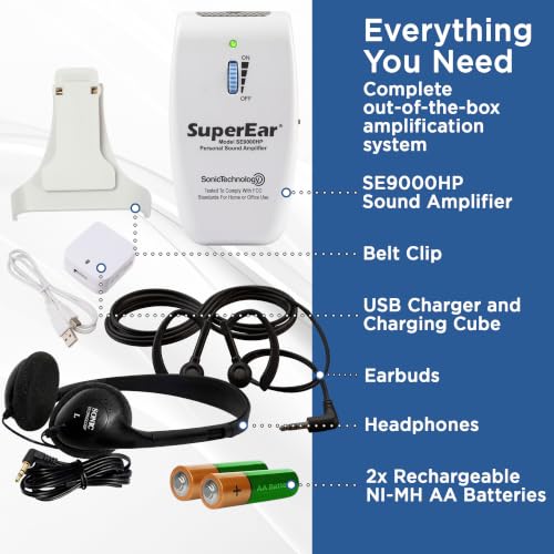 SuperEar SE9000HP - Hearing Amplifier, Sound Listening, Personal Headphones