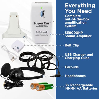 SuperEar SE9000HP - Hearing Amplifier, Sound Listening, Personal Headphones