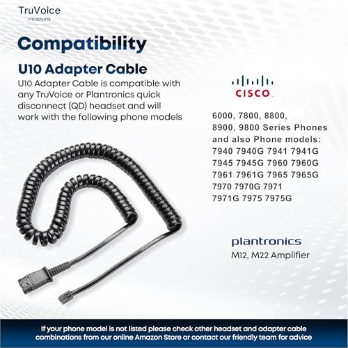 TruVoice HD-550 Office Headset with HD Sound and Noise Canceling Microphone - Compatible with Cisco 6000, 78xx, 88xx, 89xx, 98xx Series + 7931 7940 7941 7942 7945 7960 7961 7962 7965 7970 7975 Phones - size: Double Ear (DUO)
