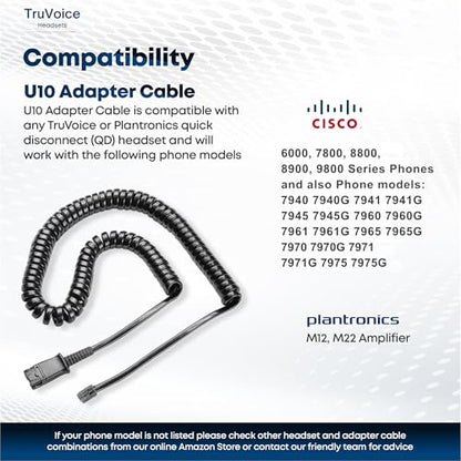 TruVoice HD-550 Office Headset with HD Sound and Noise Canceling Microphone - Compatible with Cisco 6000, 78xx, 88xx, 89xx, 98xx Series + 7931 7940 7941 7942 7945 7960 7961 7962 7965 7970 7975 Phones - size: Double Ear (DUO)