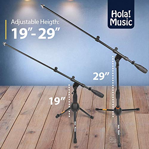 Hola! Music Mic Stand w/Adjustable Height for Home, Studio, Office or Stage Use – Low Profile (Kick Drum)