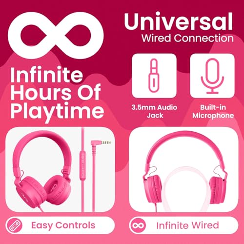 Puro Sound Labs - Kids Headphones, Volume-Limiting 85dB, PuroBasic, Pink | Adjustable, Safer & Comfortable Headphones for Kids – Compatible with PCs, Smartphones & Tablets, Ideal for School & Travel - color: Pink