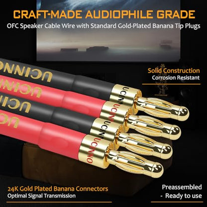 2 Pack 12AWG 4m High-End HiFi OFC Speaker Cable with Banana Plugs, 1 Pair Bi-Wire Cold Welding Oxygen Free Copper Speaker Wire Cable with 4mm Gold Plated Banana Plugs for Audio Home Theater - style: 2x 4m High-end Speaker Cable