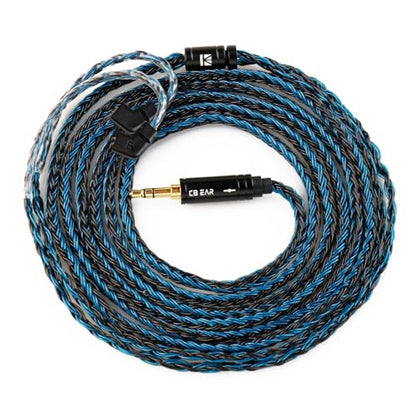 keephifi 6ft ZS10 Pro IEM Cable 3.5mm, KBEAR ST16-Plus 2m 16-Strand Silver-Plated Upgrade Braided Headphone Extension Cable Gold-Plated Plug for KZ edx pro/Castor/DQS/ZAS/AS16/AS16 PRO/PR1 - color: BlackBlue, style: 3.5 QDC