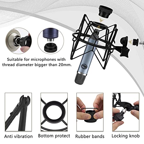 GEEKRIA for Creators Microphone Shock Mount Compatible with Blue Ember, Bluebird SL, Spark SL, Baby Bottle SL & Kiwi, Anti-Vibration for Podcast, Streaming, Studio Recording (Black)