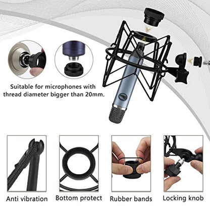 GEEKRIA for Creators Microphone Shock Mount Compatible with Blue Ember, Bluebird SL, Spark SL, Baby Bottle SL & Kiwi, Anti-Vibration for Podcast, Streaming, Studio Recording (Black)