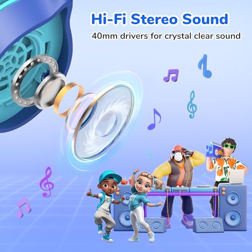 EarFun S1 Kids Headphones, Foldable Wired Headphones for Kids, Lightweight | Stereo Sound, Adjustable Headband, 85dB Volume Limit, Portable On-Ear Headphone for School/Travel/Boys/Girls/PC/Tablet, Blue - color: Blue