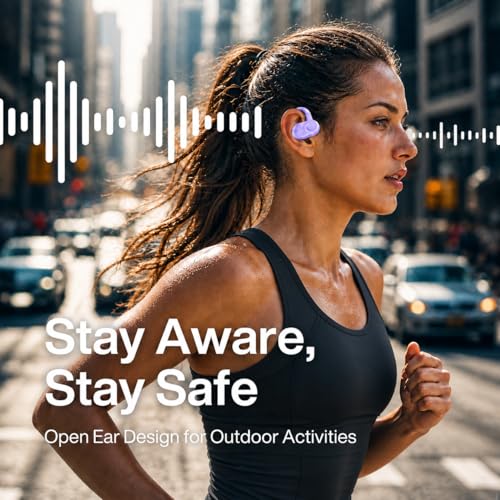 Open Ear Earbuds Bi-Axial Custom Fit Immersive Sound Wireless Headphones | Over The Ear Bluetooth Ear Buds Waterproof Long Battery for Running Outdoor Sports Travel Conference - OpenBass Fit Purple - color: Pulse Lavender