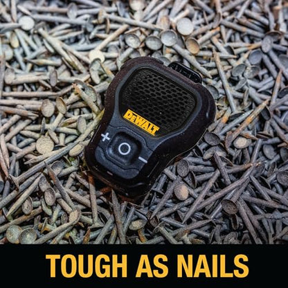 DEWALT Wearable Bluetooth Speaker [Onyx Edition - Black] Clip-On Wireless | Jobsite Pro Water-Resistant Portable Speaker (Non- Magnetic), Mic for Hands-Free Music/Calls, Mini Speakers Bluetooth - color: Black