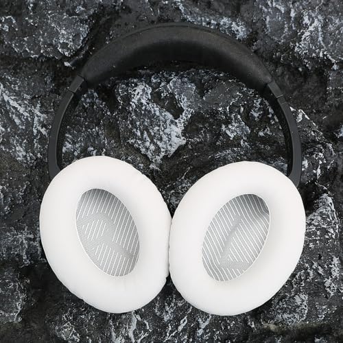Earpads Ear Cushions Fit for Bose QuietComfort 35 QC35 QC35ii QC45 QC25 QC15 Headphones with Memory Foam& Protein Leather (White) - color: QC35 White