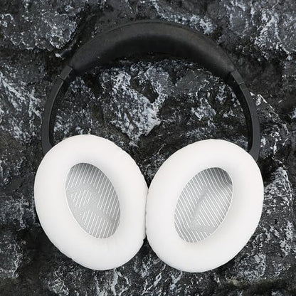 Earpads Ear Cushions Fit for Bose QuietComfort 35 QC35 QC35ii QC45 QC25 QC15 Headphones with Memory Foam& Protein Leather (White) - color: QC35 White