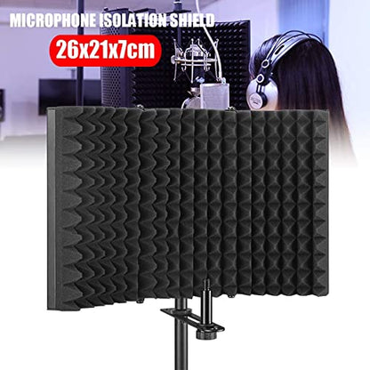 Microphone Soundproof Cover, For The Microphone Of The Recording Studio, Windscreen, Anti-spray Mesh Cover, Sound-absorbing Cover, Noise-proof, Three-door Noise Reduction Panel, Sing 3d Surround Music