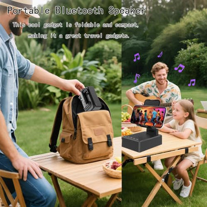 Gifts for Dad Mom Boyfriend,Cell Phone Stand with Wireless Bluetooth Speaker,HD Surround Sound Bluetooth Speaker for Home Kitchen and Outdoors Compatible with Mobile Phone, Gifts for Men Women(Black)