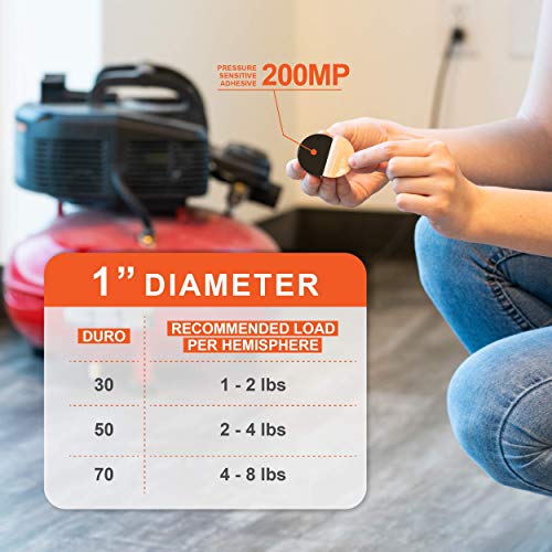 1" Dia Sorbothane Hemisphere Rubber Bumper Non-Skid Feet with Adhesive (8, 50 Duro)