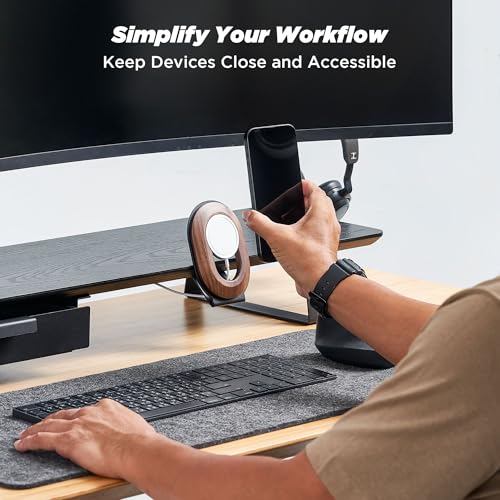 Moodular Phone Stand Add-On for MagSafe & Rails, Do Not Use Alone | Accessory Only, Charger Not Included, Ergonomic Viewing Angle, Flexible Positioning, Wood & Steel Design, Black, MSA-MS
