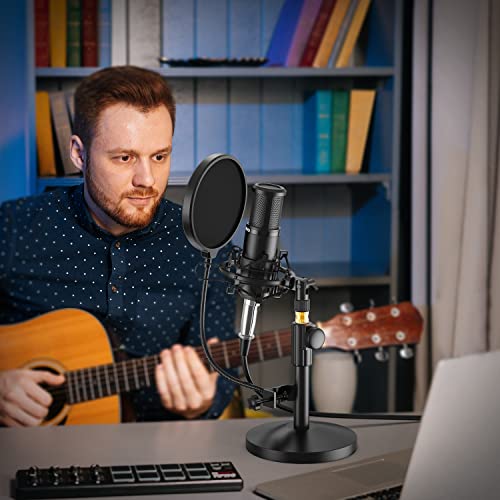MAONO Condenser Microphone with 25mm Large Diaphragm, Professional Cardioid Studio Condenser Recording Mic with 3.5mm XLR for podcasting, Streaming, Singing, Vocal, Home-Studio (AU-PM325T)