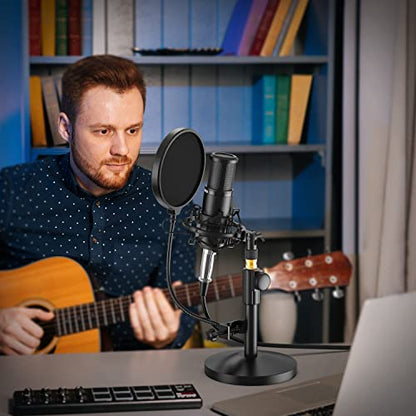 MAONO Condenser Microphone with 25mm Large Diaphragm, Professional Cardioid Studio Condenser Recording Mic with 3.5mm XLR for podcasting, Streaming, Singing, Vocal, Home-Studio (AU-PM325T)