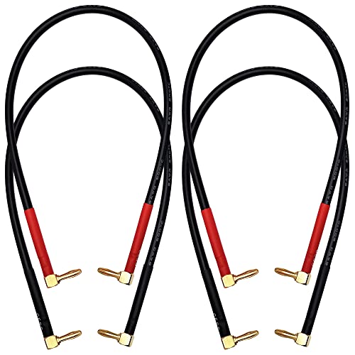 CNCESS CESS-138-18i Banana Plug Cable Right Angle to Right Angle, 8 Gauge Soft Silicone Tinned Copper Wire, High-Current Jumper/Connector for Speaker Panels and Amplifiers (90 to 90, 18-Inch) - style: 90 to 90, 18-INCH
