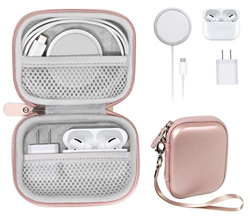 All-in-One Case for iPhone MagSafe Charger & Battery Pack, Storage for Accessories/Power Adapter/Charge Cable/Docks, Compatible with AirPods 4/ Pro 3/2/ 1 - color: Rose Gold