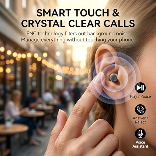 Invisible Mini Sleep Wireless Bluetooth Earbuds,Smallest Low Profile Micro Tiny Discreet Hidden Ear Buds for Work,Small Headphones, Wireless Earphone Side Sleepers for Small Ear Canals - color: Khaki