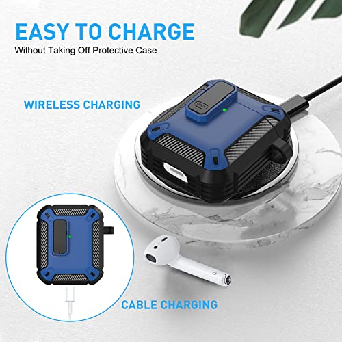 for AirPods 1/2 Case Cover with Magnetic Lock, Blue - color: Blue, size: AirPods 2 Case 2019