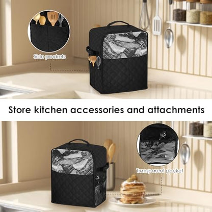 US Stand Mixer Storage Bag Nylon Blender Dust Cover with Removable Slider Cushion Waterproof Blender Storage Bag Lightweight Easy to Use Stand Mixer Dust Cover Suitable for Kitchens(L,black) - size: L