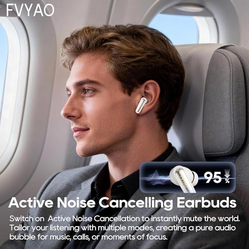 Active Noise Cancelling Earbuds, Wireless Earbuds | Earphones Wireless Bluetooth, Bluetooth Headphones 5.4, In Ear Headphones 40H Playtime, IPX5 Waterproof, Sports, Fast Charing - color: White