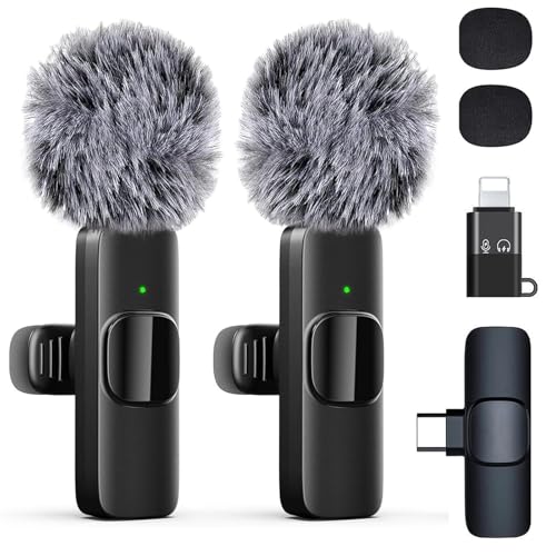 Professional Wireless Lavalier Microphone for iPhone, iPad, Android Phone, Mini Microphone, Wireless Lapel Mic for Video Recording, Interview Podcast Vlog YouTube Tiktok for Content Creators