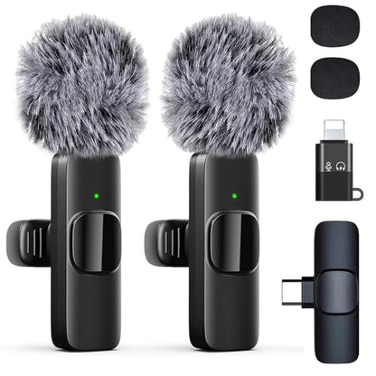 Professional Wireless Lavalier Microphone for iPhone, iPad, Android Phone, Mini Microphone, Wireless Lapel Mic for Video Recording, Interview Podcast Vlog YouTube Tiktok for Content Creators