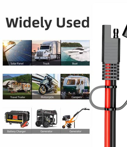 SAE 연장 케이블 12AWG 6.1m(20피트) 자동차 RV 태양열용 | SAE to SAE 연장 코드, 12AWG 순수 구리, 6.1m(20피트), 이중 PVC 재킷, 자동차/RV/트럭/보트/태양열용, 더스트 캡 포함, - size: 20FT