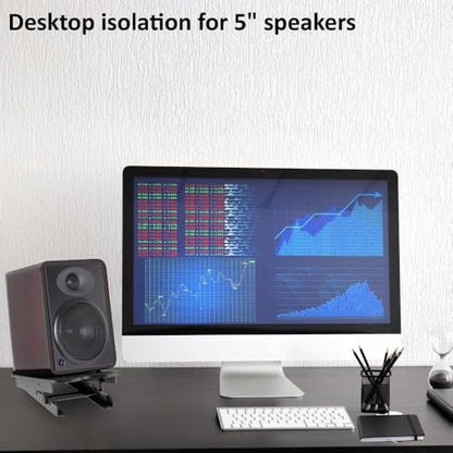 Studio Monitor & Bookshelf Speaker Stand, 5" Adjustable Tilt | w/ Anti-Vibration 5°, 10°, 13°, 15° Angles, 16 lb Load Capacity, Non-Slip Rubber Feet, Studio & Home Audio Experience(Single)