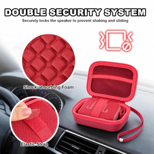 ANKHOH Hard Speaker Case for JBL Go 5/4/3 with Wrist Strap, Case Only - color: Red