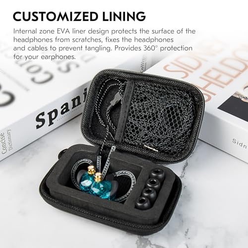 in Ear Monitor Case,CCZ ZC02 PRO EVA Leather Storage Box,Waterproof Earphone Storage Case,Travel Carrying Box,Earphone Storage Bag Suitable for ZS10 PRO/ZS10 PRO X/ZST (Black, 1PACK)
