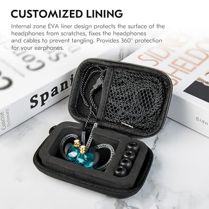 in Ear Monitor Case,CCZ ZC02 PRO EVA Leather Storage Box,Waterproof Earphone Storage Case,Travel Carrying Box,Earphone Storage Bag Suitable for ZS10 PRO/ZS10 PRO X/ZST (Black, 1PACK)