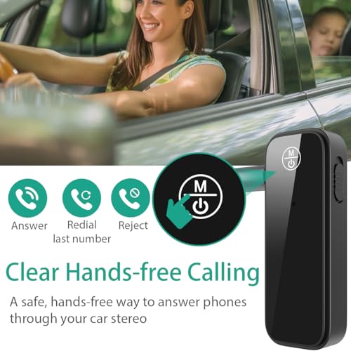 ORIA Aux Bluetooth Adapter for Car, 2 in 1 Bluetooth Transmitter Receiver, Wireless Audio Receiver with 3.5mm Aux Port for Cars, Speakers, Stereo Systems and Headphones
