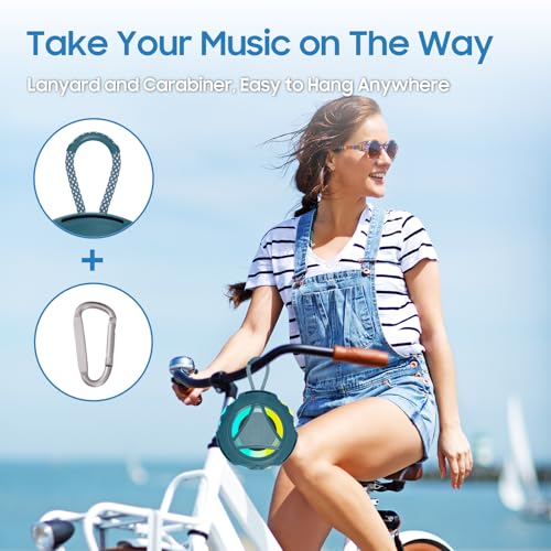 Bluetooth Shower Speake Waterproof，Portable Outdoor Bluetooth Speake with RGB Lights，IPX67 Floating，Built-in Mic，24Hrs Playtime，True Wireless Stereo，Gifts for Teens Boy Girls Women Men - Blue - color: Blue