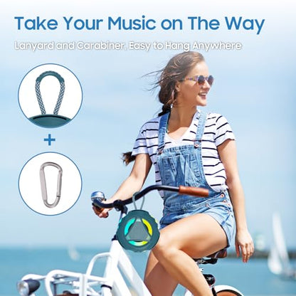 Bluetooth Shower Speake Waterproof，Portable Outdoor Bluetooth Speake with RGB Lights，IPX67 Floating，Built-in Mic，24Hrs Playtime，True Wireless Stereo，Gifts for Teens Boy Girls Women Men - Blue - color: Blue