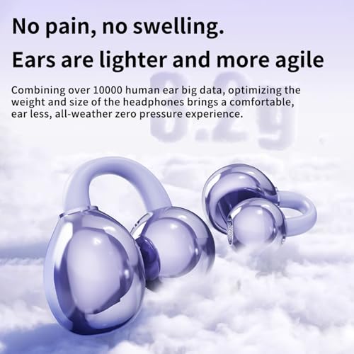 ASHATA Earbuds, Wireless Workout Headphones LED Digital Display Touch Control with Noise Canceling Mic, for Running Swimming Outdoor Sports (Purple)